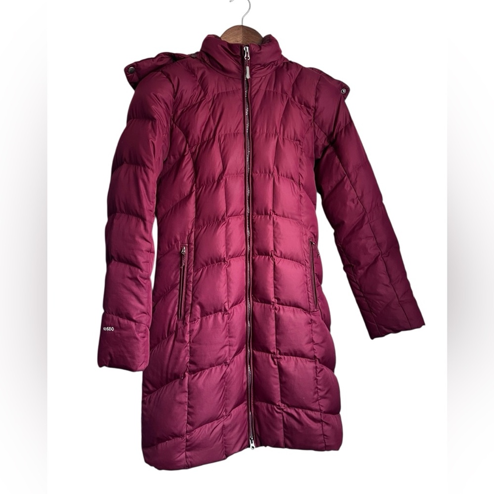 Eddie Bauer Burgundy Women’s Quilted Down Hooded Jacket - XS